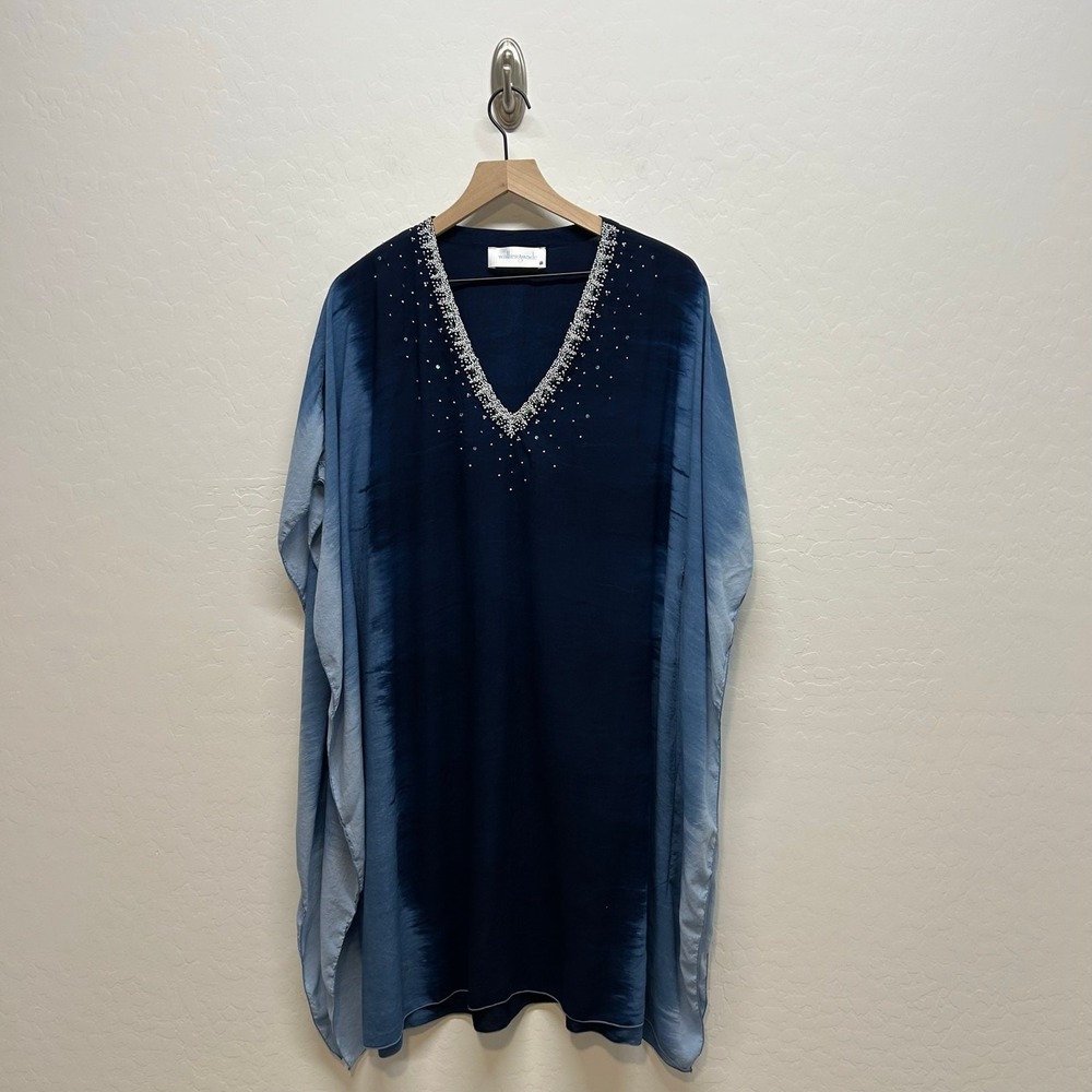 Walker & Wade Goddess Kaftan / Starry Night Navy Beaded Cover up Size XL - Picture 4 of 9